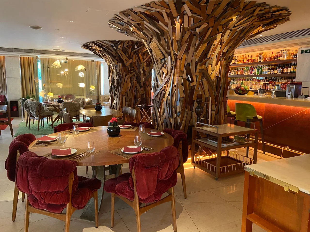 The Art Lounge in NEW Hotel Athens showing its artistic designs.