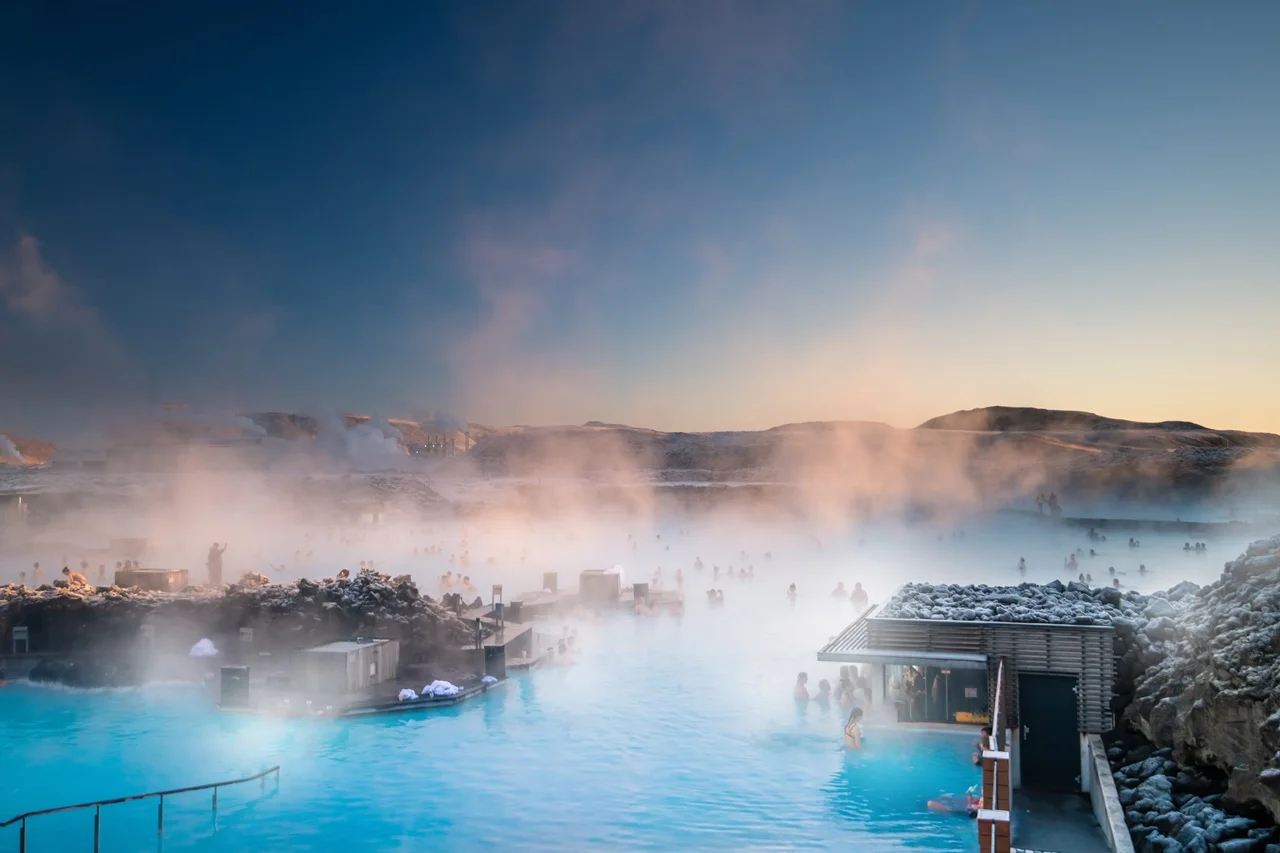 Guests enjoy the warm waters of The Retreat at Blue Lagoon, Iceland.