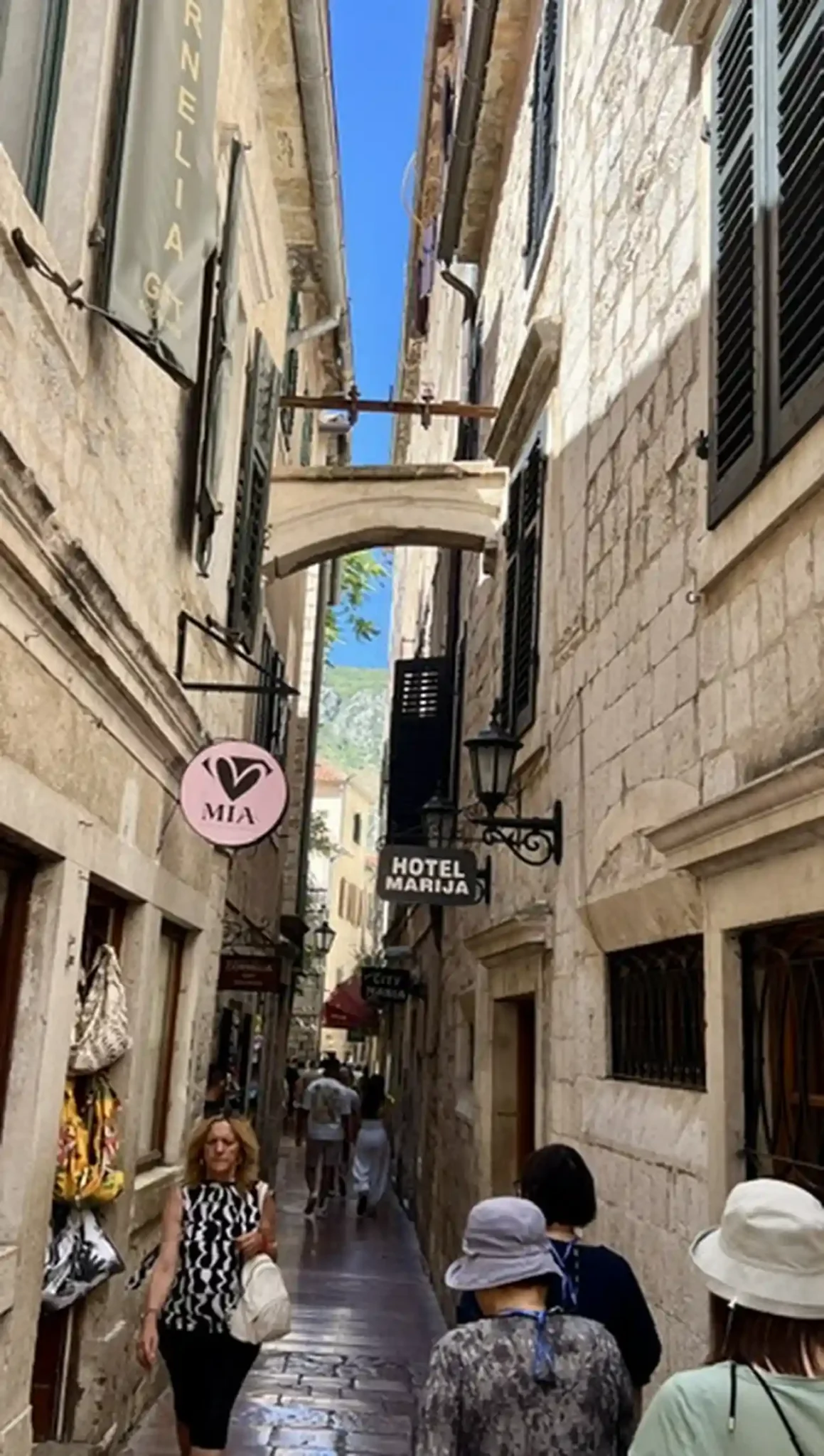 Sunny plaza surrounded by historic buildings while visiting Montenegro's charming town of Kotor.